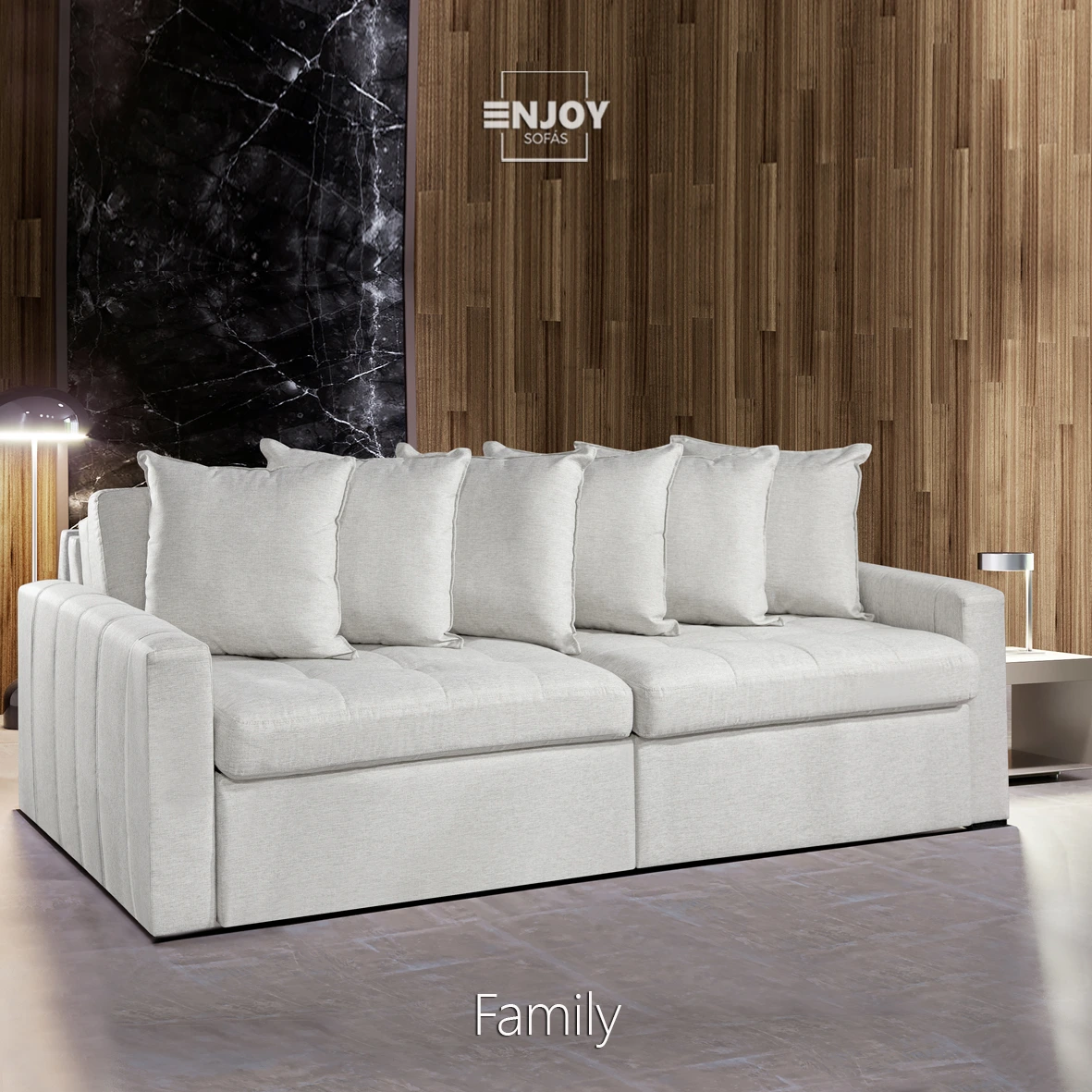 Sofá Sem Caixa (sofá cama) modelo Family.
Medidas de 1,80 m até 2,60 m com 2 módulos.
2,60 m até 5,20 m com 3 ou mais módulos.
Profundidade: 1,00 m (fechado) / 1,50 m aberto
Mais de 50 cores e tecidos diferentes.
Espuma HS, Molas Ensacadas, Madeira Maciça.
Pillow Top Assento Confortável .
Acabamento e Qualidade impecável.